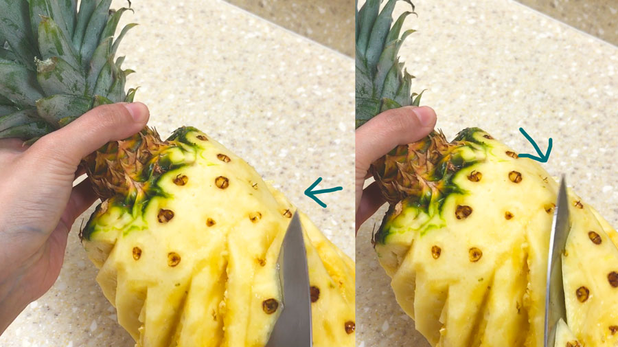 remove pineapple seed, pineapple eyes