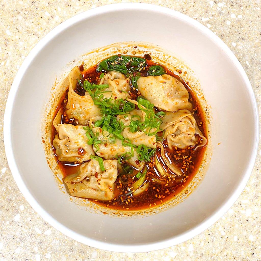 Wonton In Chili Oil Spicy Wonton Recipe Bear Cusine