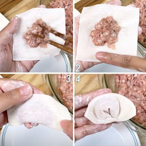 wrapping wonton in 4 steps