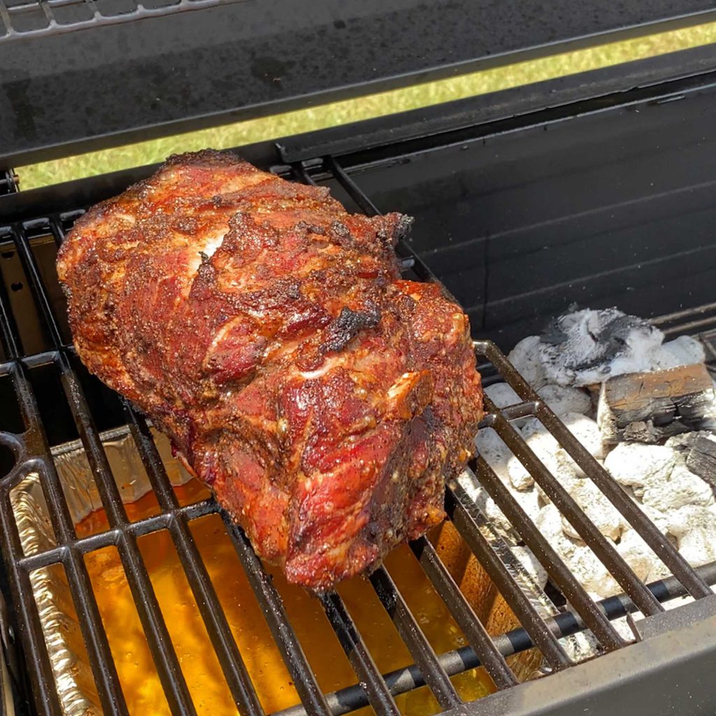 Pork Shoulder on Charcoal Grill Bear Cusine