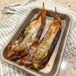 grilled eggplant with garlic sauce and parmesan cheese