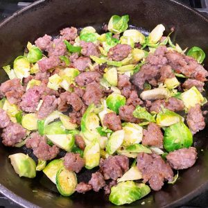 sausage and brussel sprout