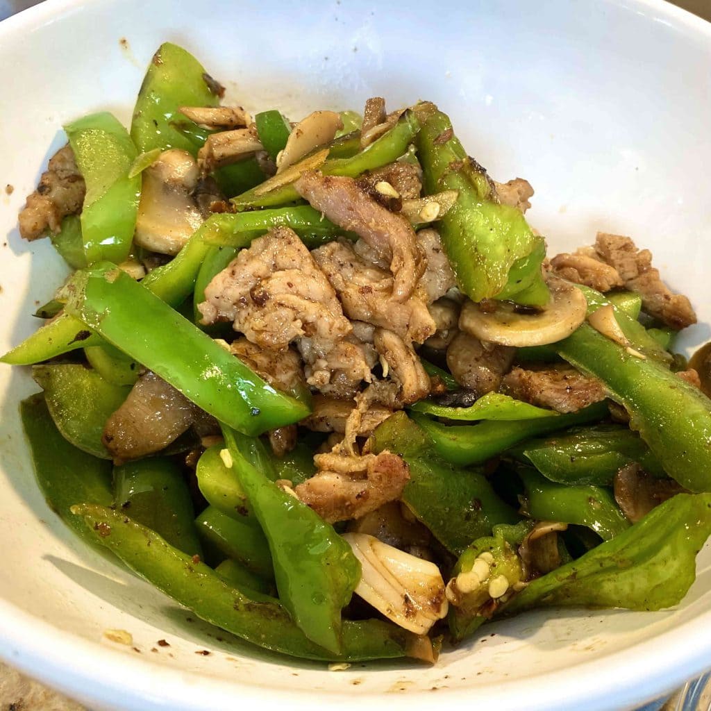 green pepper and pork stir fry